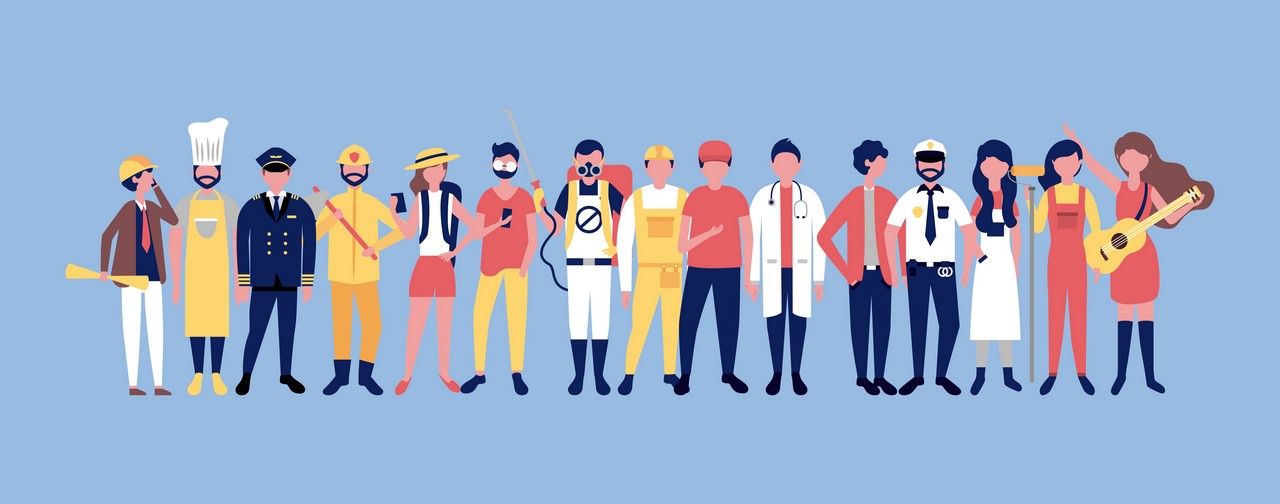 professional people work occupations jobs vector illustration